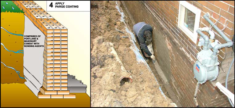 foundation brick waterproofing parge coating watertite apply step